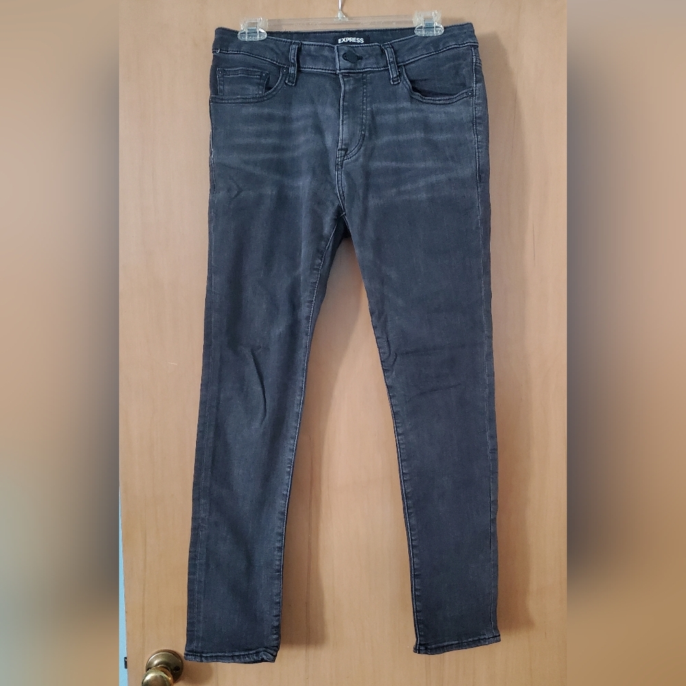 Express Men's Charcoal Black Skinny Jeans 29x30